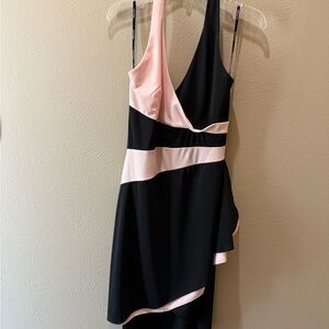 Alyn Paige Black and Pink Asymmetrical Cocktail Dress Large